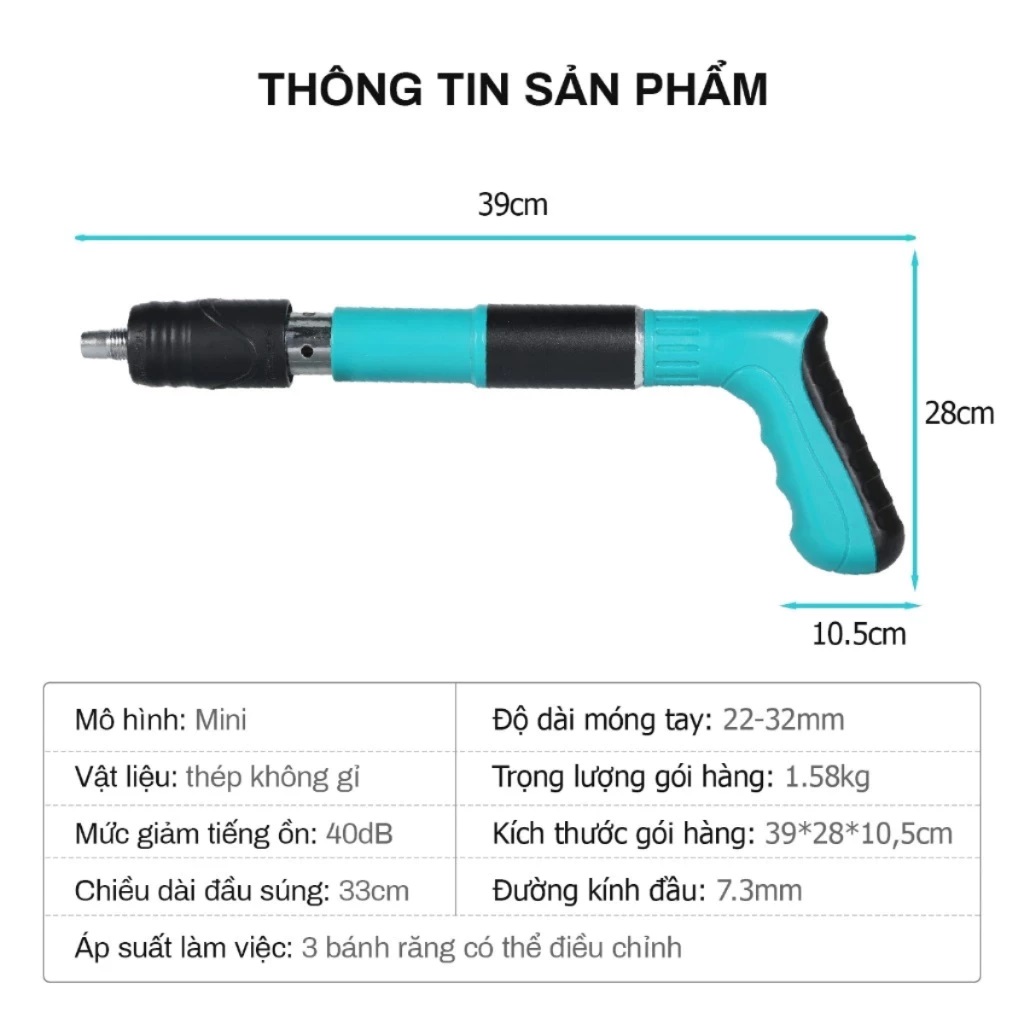 Máy Bắn Đinh Hạt Nổ GDV Kapusi Bắn Đinh Bê Tông Tay Cầm Xanh - TẶNG KÈM 100 ĐINH, Đóng Đinh Dễ Dàng, Bộ Giảm Thanh Đôi - Hàng Chính Hãng