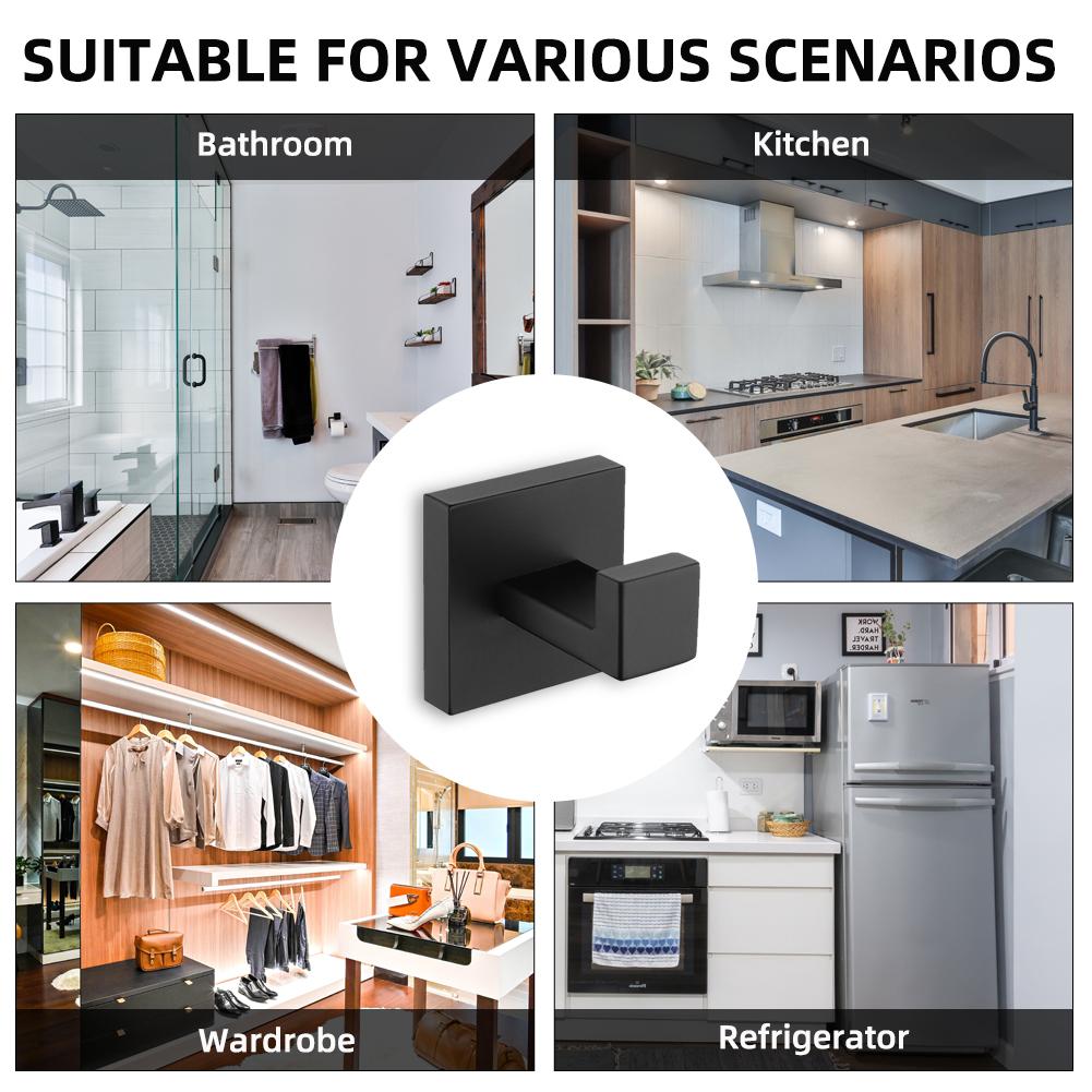 Móc treo tường vắt khăn Màu đen Làm bằng thép không gỉ 304