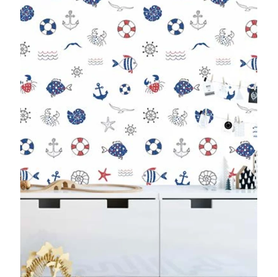 Combo 10 mét giấy dán tường, decal dán tường trang trí nhà cửa CUA VÀ CÁ TRẮNG khổ 45cm