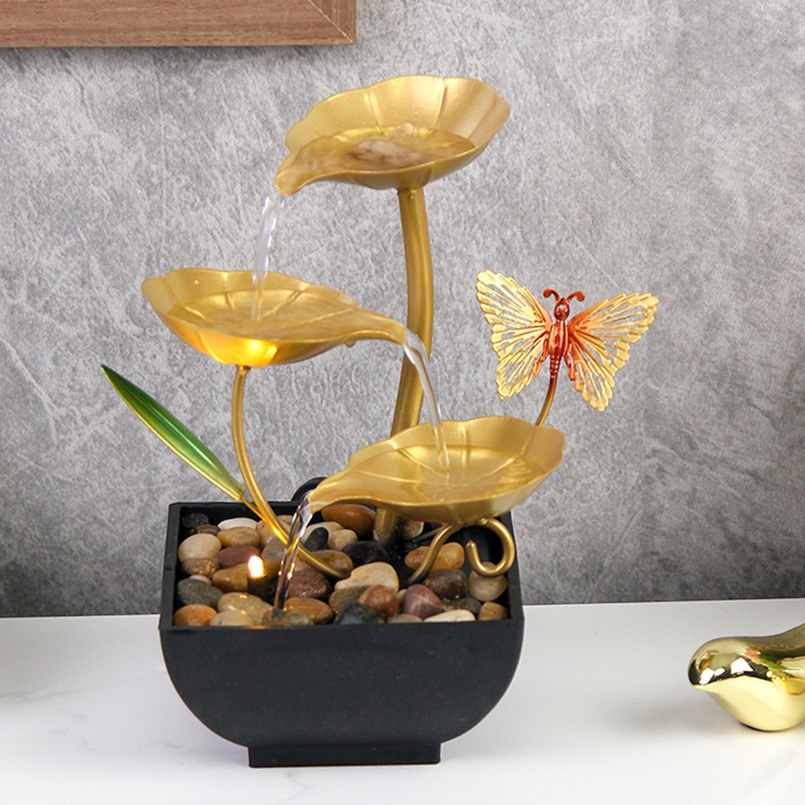 Water Fountains with Rocks Living Room Lotus Shape Desktop Decorative Crafts