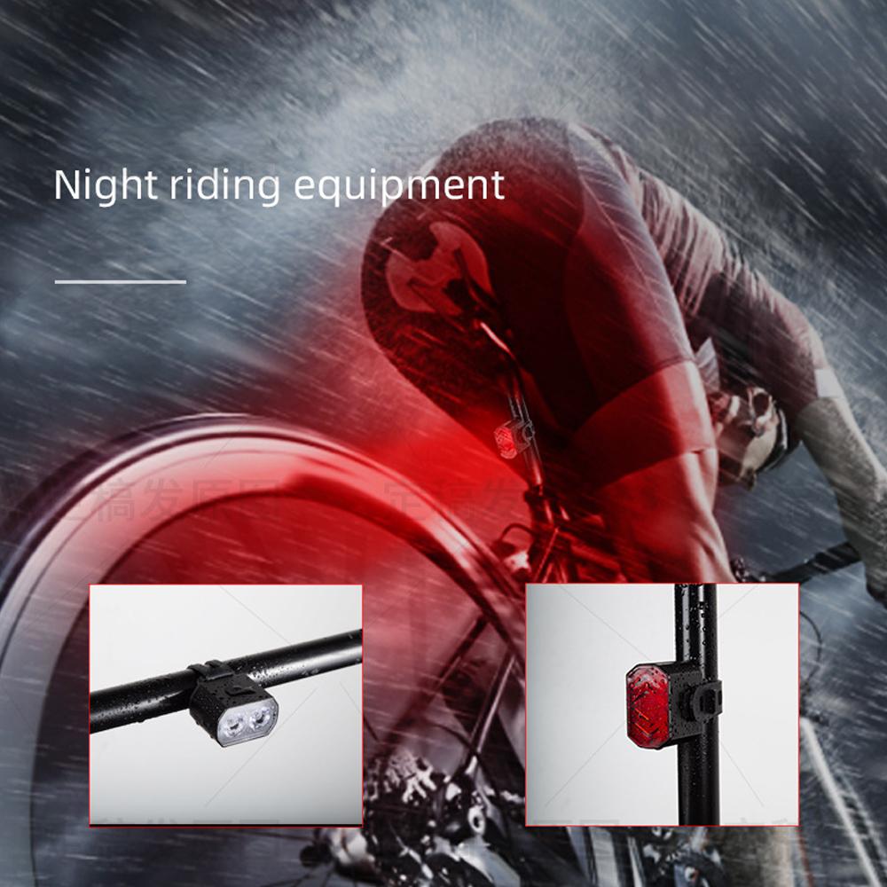 USB Rechargeable Bicycle Front Light and Rear Light Set Bike Warning Red Light Bike Tail Light Bike Front Lamp Waterproof Safety Night Cycling Accessories Kit
