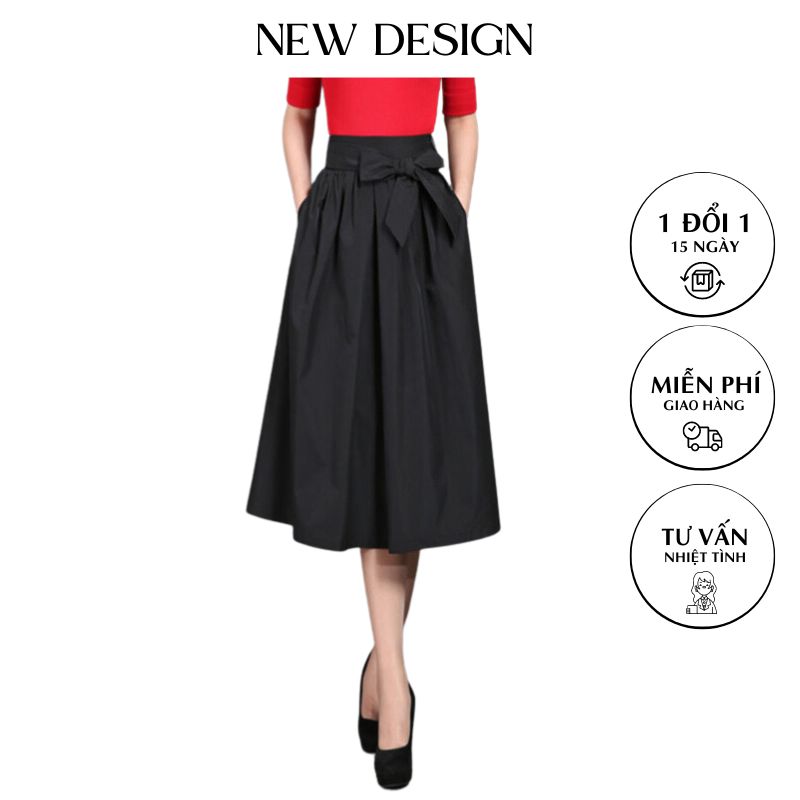 Chân Váy Xòe New Design Dáng Midi Dài Qua Gối Duyên dáng