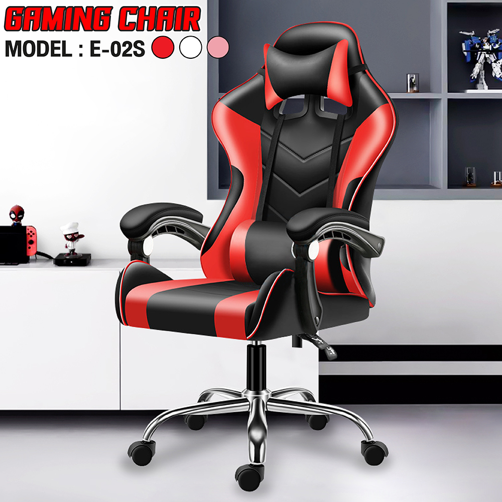 BG Ghế gaming dành cho game thủ MODEL E02-S RED - GỐI MASSAGE (hàng nhập khẩu)