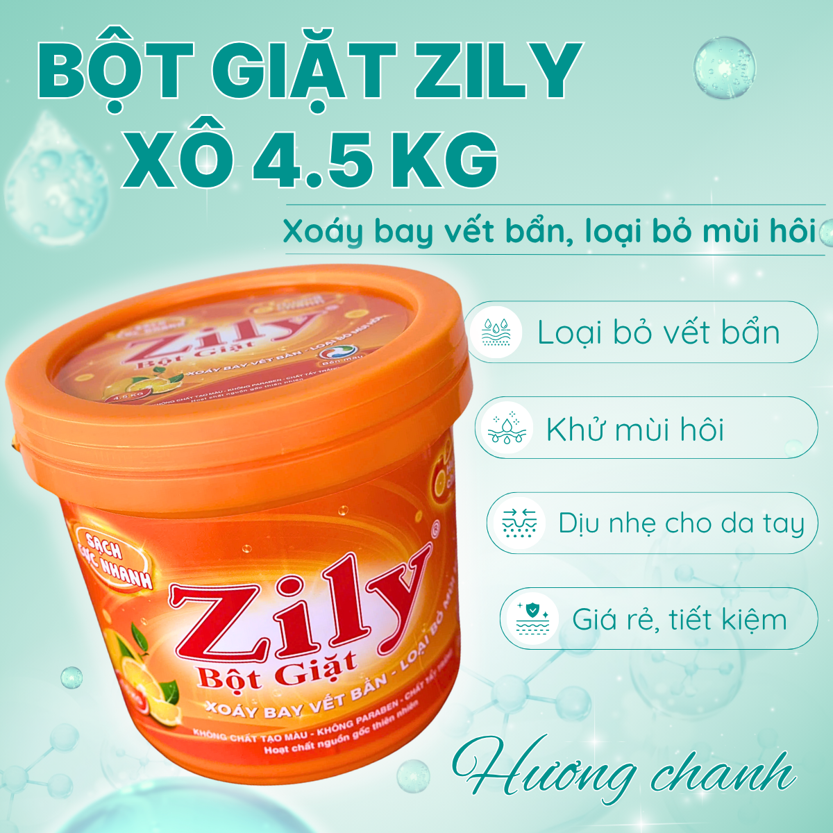 Bột Giặt Zily Hương Chanh Xô 4.5Kg