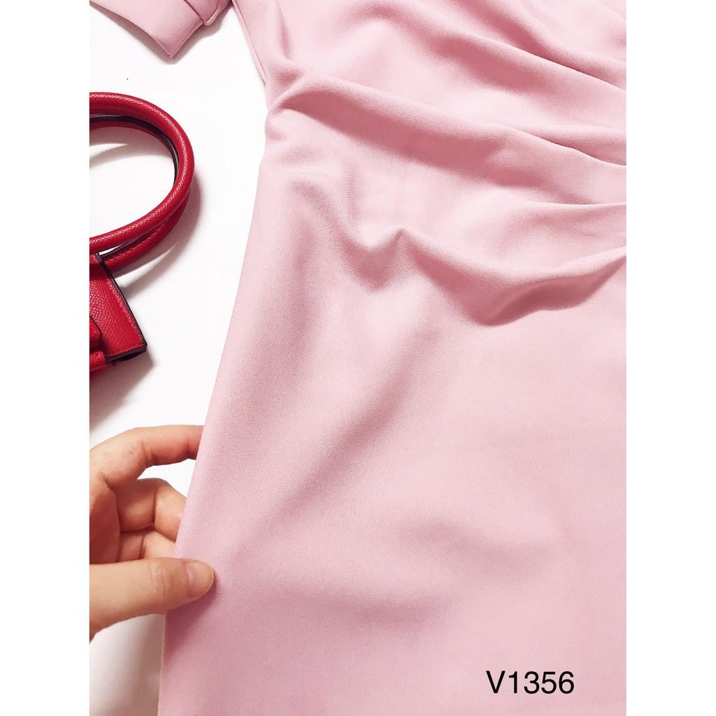 Váy suông hồng nhún eo V1356 - Đẹp Shop DVC - Kèm ảnh thật trải sàn do shop tự chụp