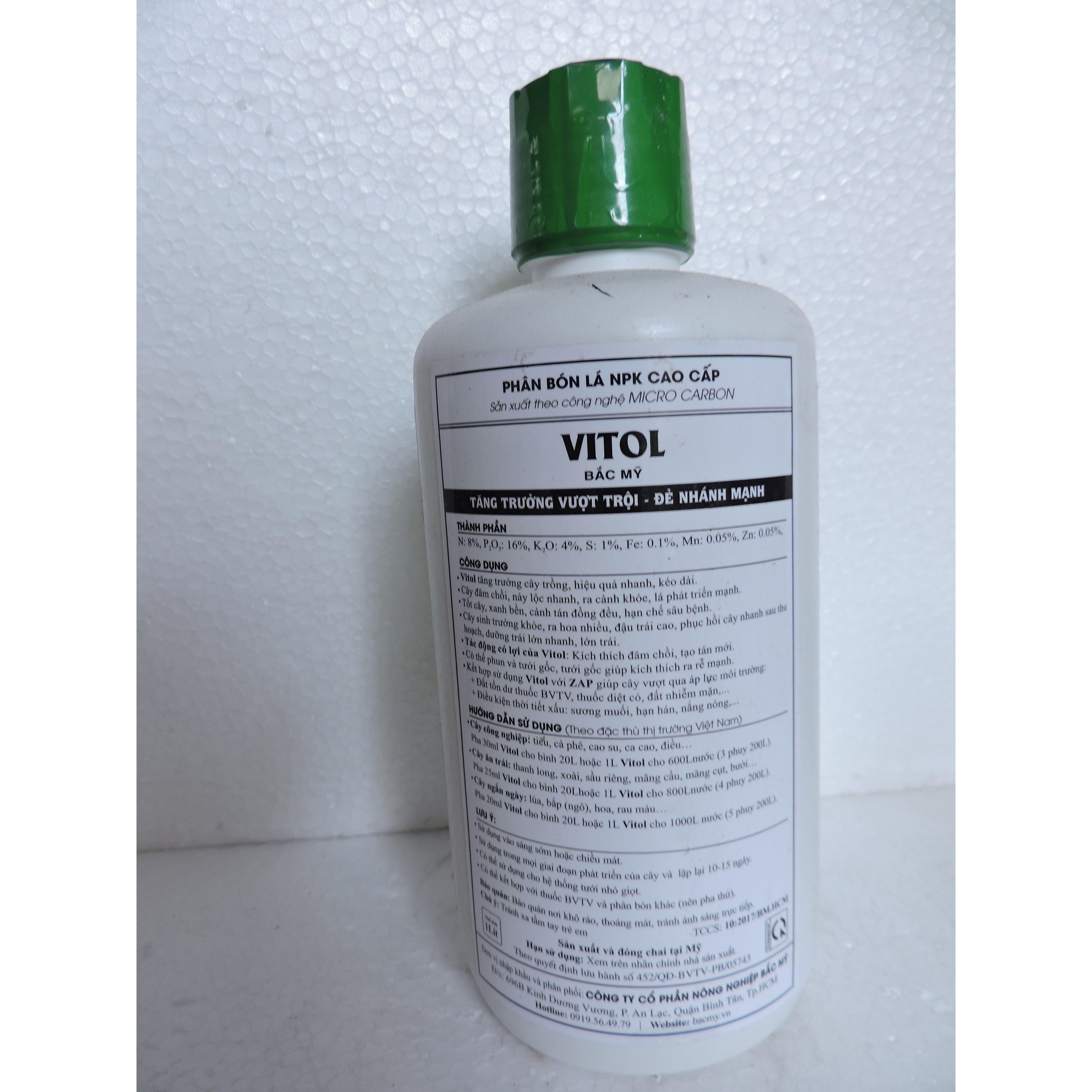 Phân Bón Lá Cao Cấp Sản Xuất theo Công Nghệ MICRO CACBON VITOL BẮC MỸ, TĂNG TRƯỞNG VƯỢT TRỘI, ĐẺ NHÁNH MẠNH