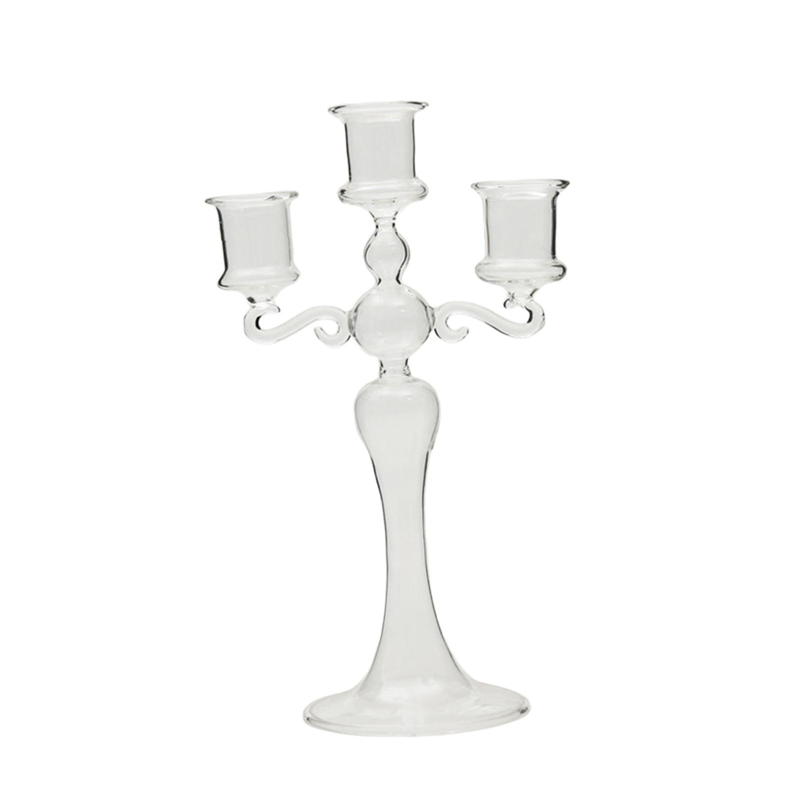 Glass Candle Holder Glass Candlestick for Mantel Dining Room Spring Festival