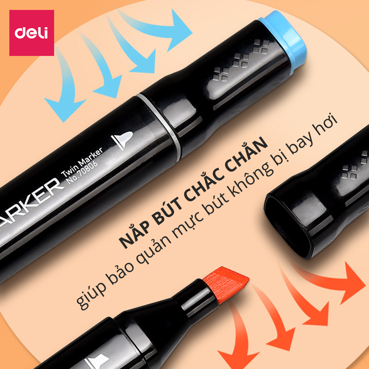 Bút màu marker chuyên nghiệp Deli -kèm túi vải - 30/40/60/80 Màu - 70806