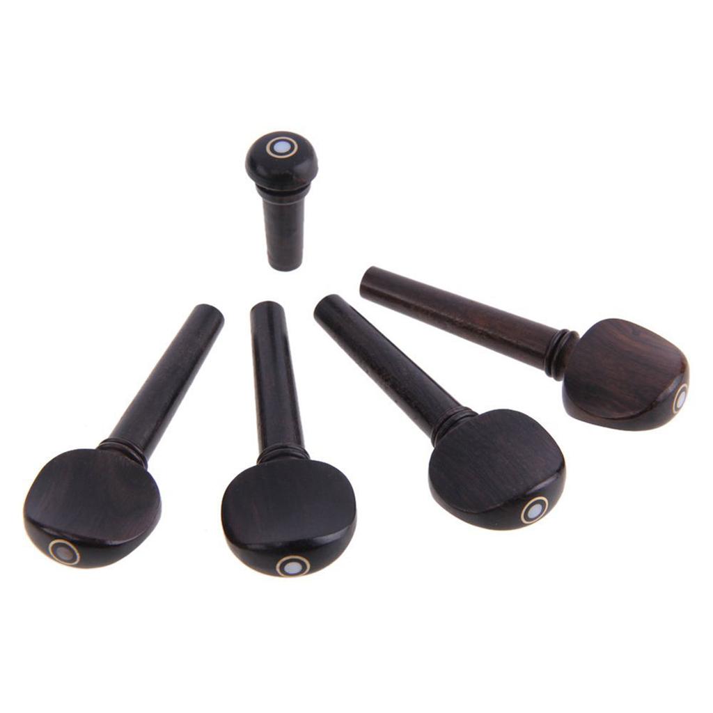 Violin Parts Ebony Wood 4/4 Violin Bridge Chinrest Endpin Fine Tuners Tuning Peg Tailgut Musical Instruments Accessories
