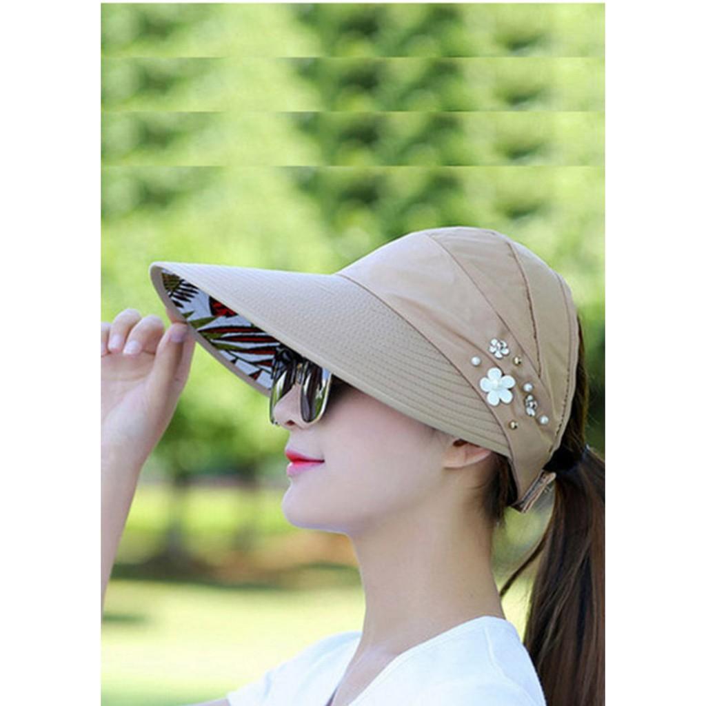 Mũ rộng vành có hạt ngọc chống nắng thời trang - DMA store