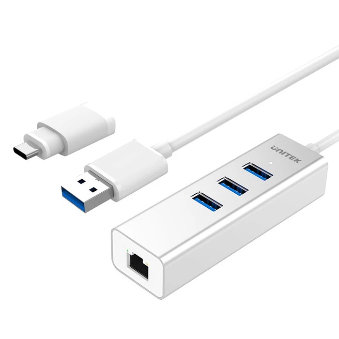 BỘ CHUYỂN USB 3.0 + LAN + ĐẦU ĐỔI TYPE-C UNITEK Y-3083B - HÀNG CHÍNH HÃNG