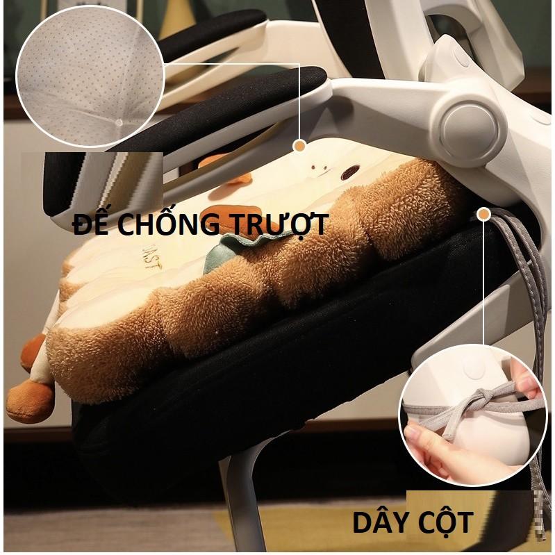 ĐỆM NGỒI BỆT / TỰA LƯNG / NỆM LÓT GHẾ I"M TOAST VẢI NHUNG CAO CẤP CÓ DÂY CỘT SBK135