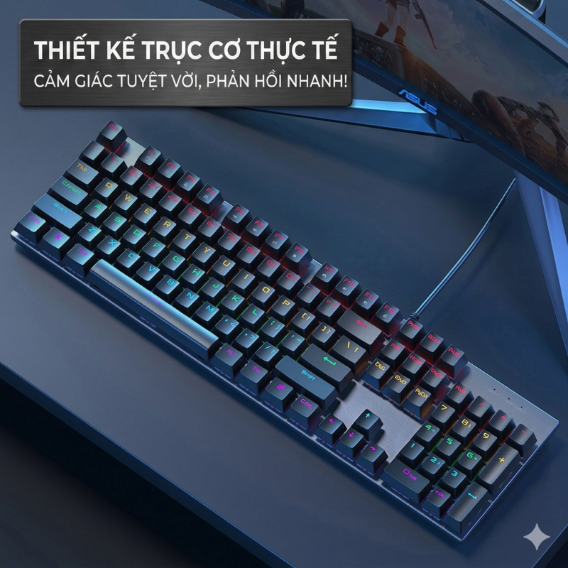 Bàn phím cơ gaming K2 Led Rainbow Xuyên phím cho máy tính laptop - HÀNG NHẬP KHẨU