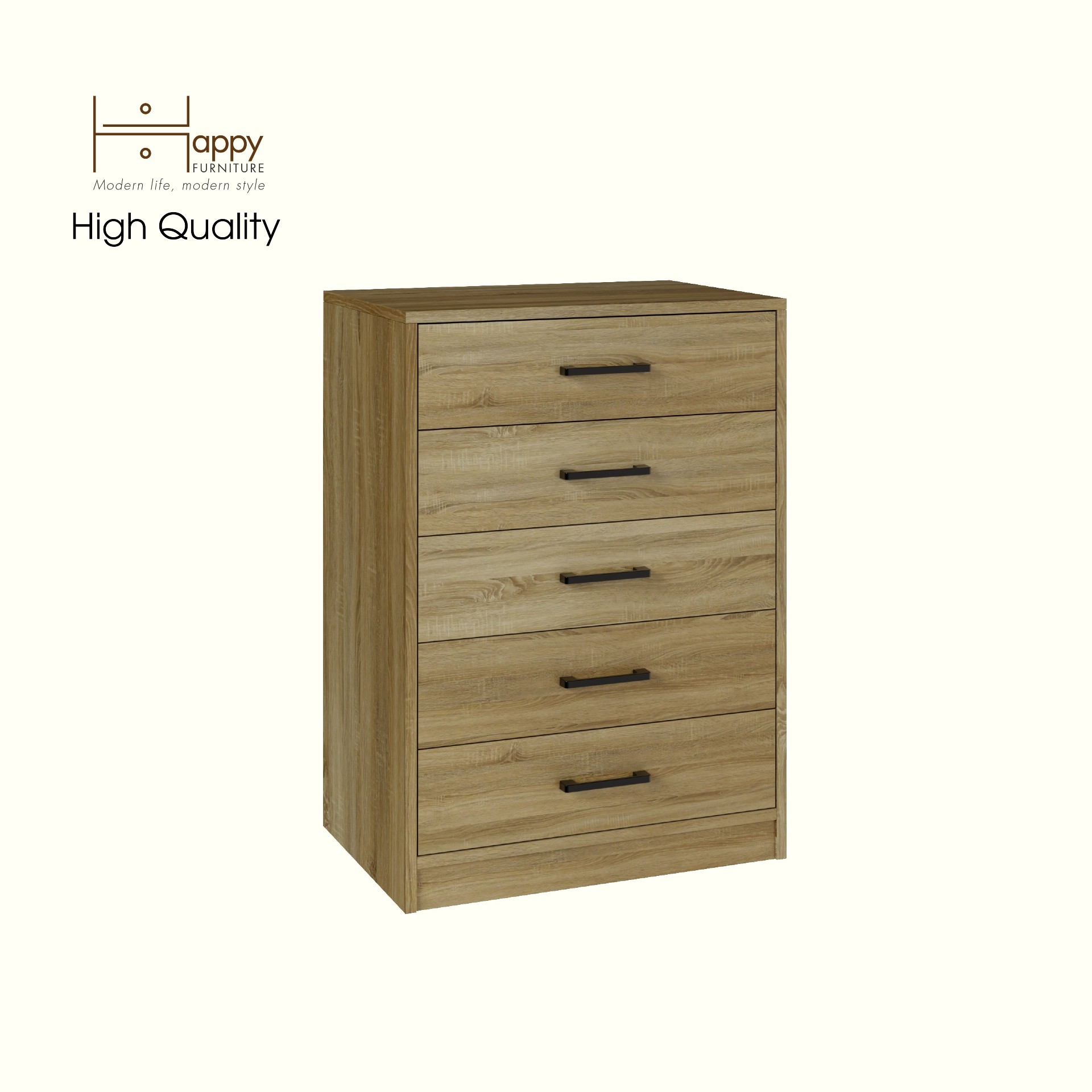 HAPPY FURNITURE , HEINEE - Tủ lưu trữ 5 ngăn kéo, THK_233 , 60cm x 40cm x 84cm DxRxC, sản phẩm phổ thông