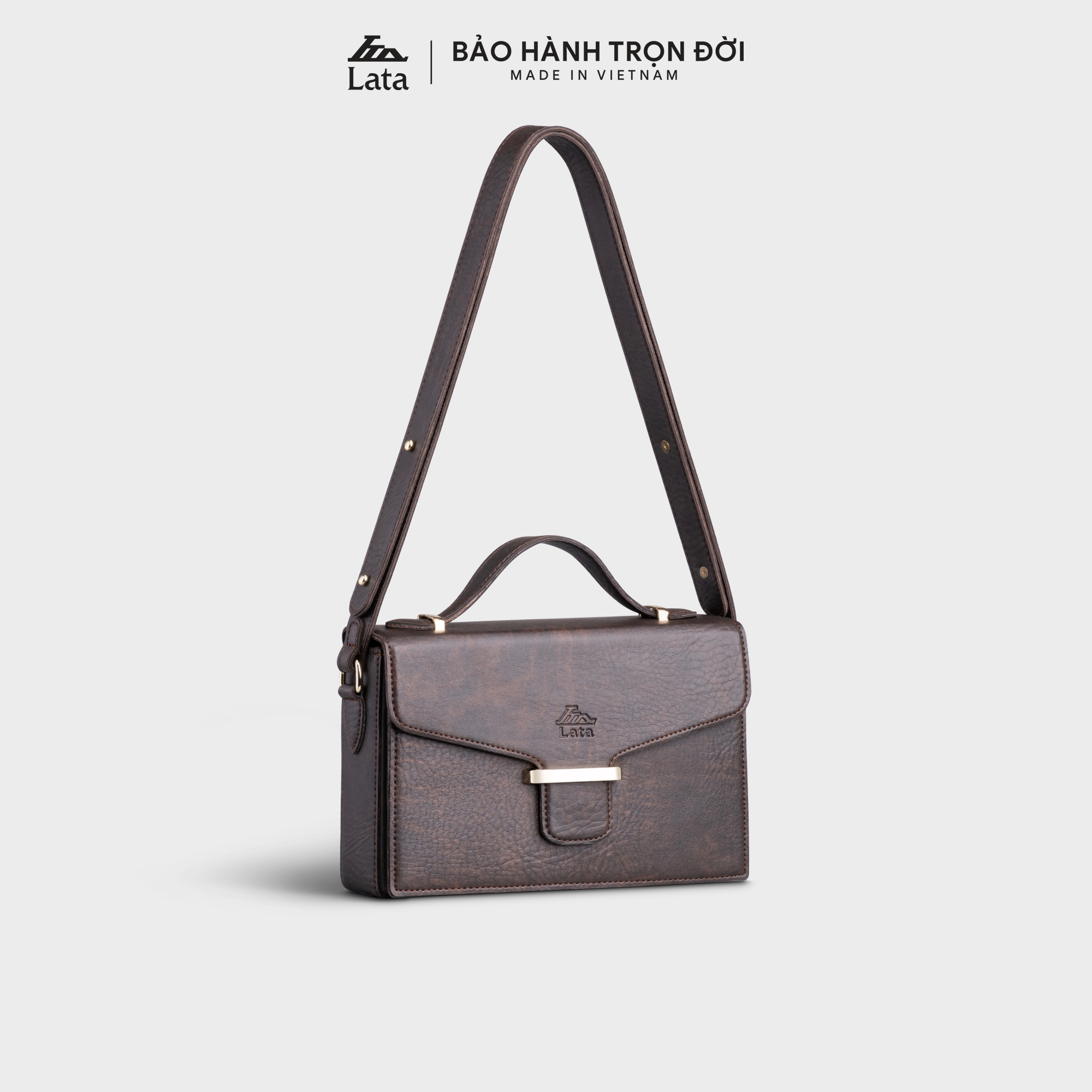 Túi Đeo Chéo Da Nữ Dáng Hộp Lata Hn109 - Nâu