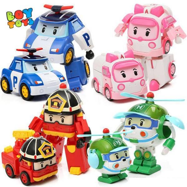 Hộp đồ chơi biệt đội 4 xe Robocar Poli biến hình 2 trong 1