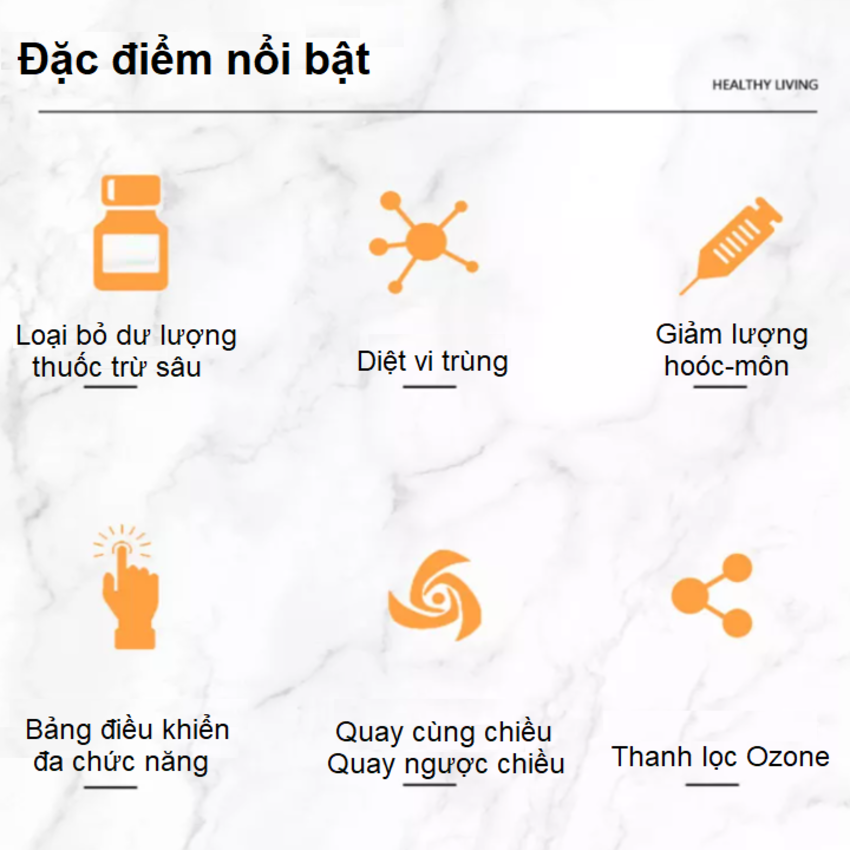 Máy rửa và khử khuẩn thực phẩm bằng Ozone cao cấp Septree AXM-810 6 Lít Công suất 100W