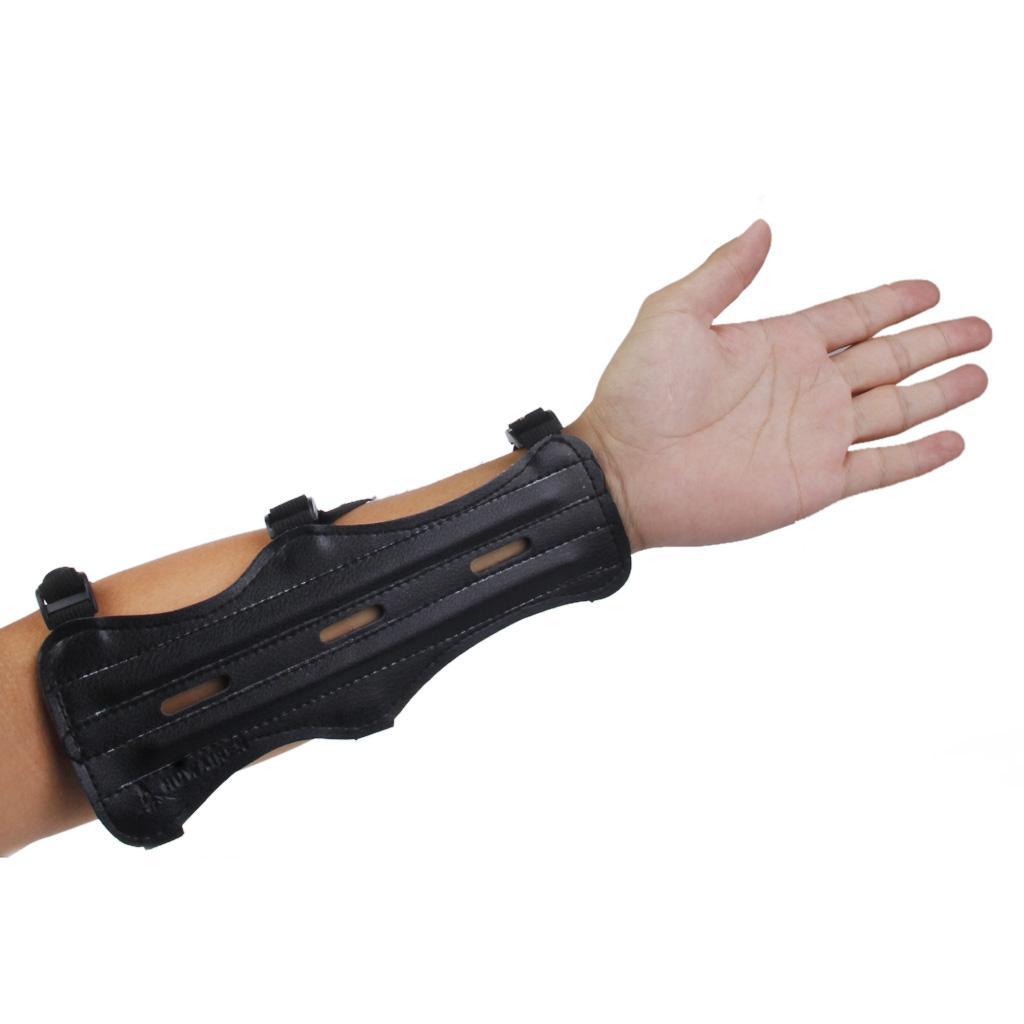 3xAdjustable 3 Strap Arm Guard Protective Leather Archery Shooting Armband A