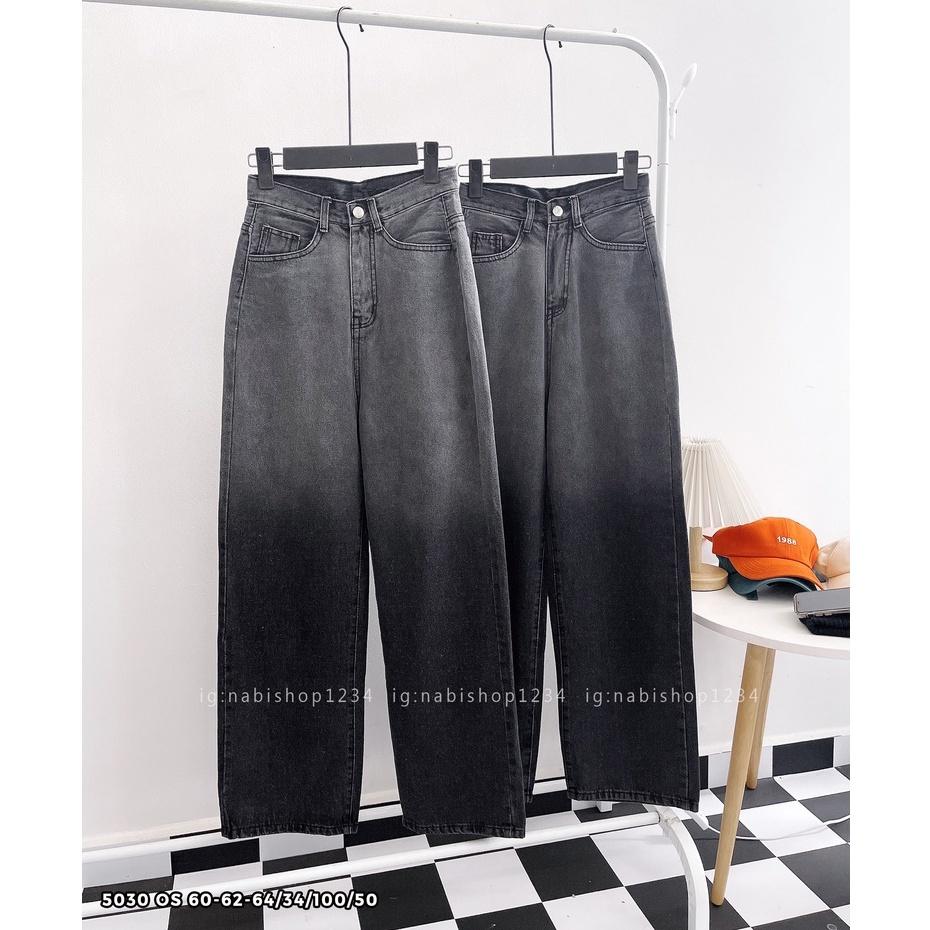 Quần Ống Rộng Suông Nữ Lưng Cao Vải Jeans Loang Màu Mã 5057 + 5030 (ẢNH THẬT) - Nabishop1234