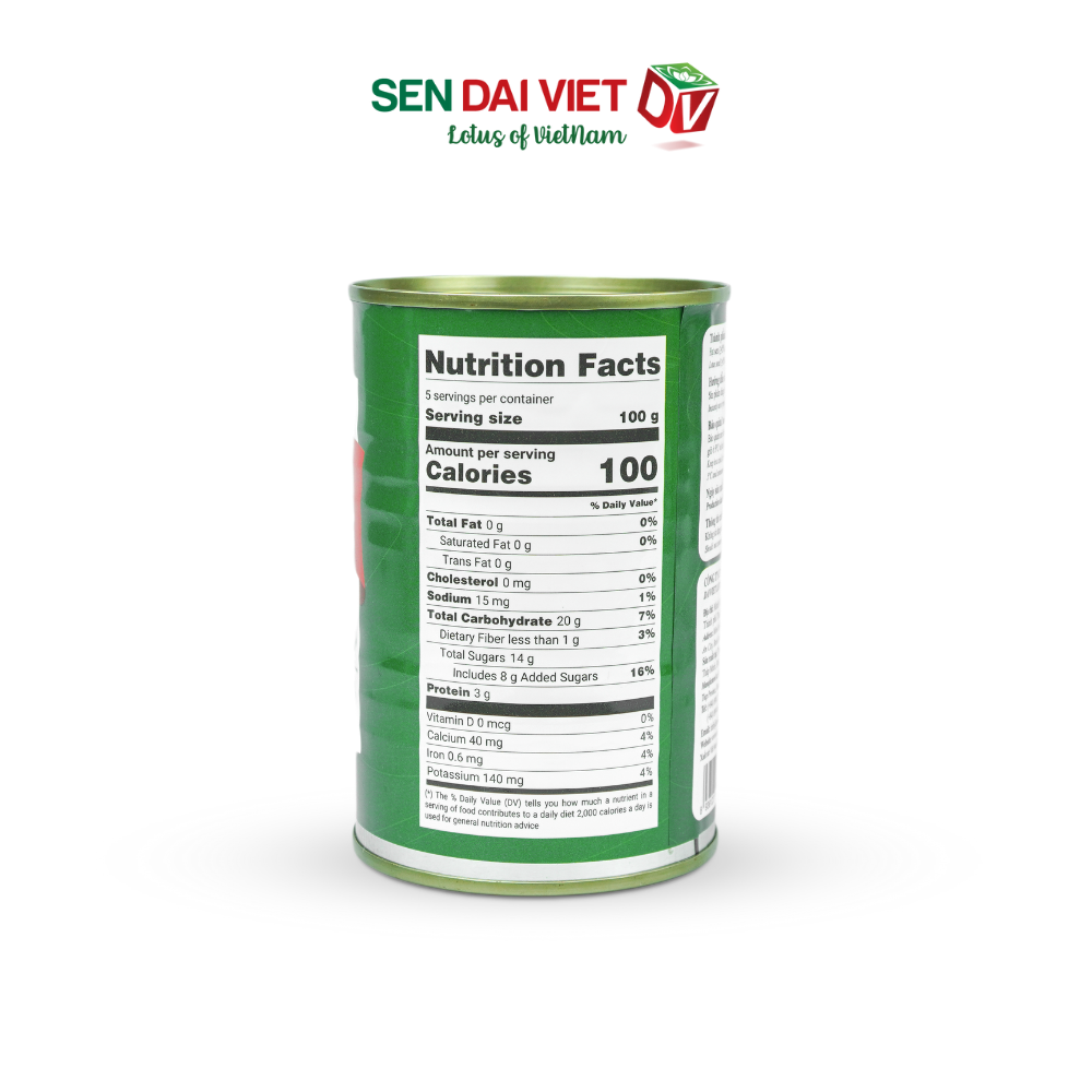 Hạt Sen Nước Đường- Hương Vị Thơm Ngon, Dễ Dàng Sử Dụng, ĐV- Sen Đại Việt- Lon 460g