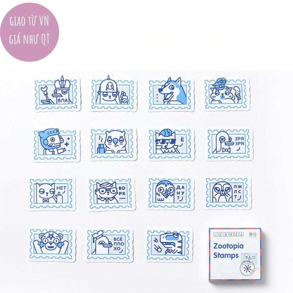 Hộp 45 sticker nhãn dán đáng yêu trang trí điện thoại vật dụng học tập gia đình City Aminal Stamp ST125