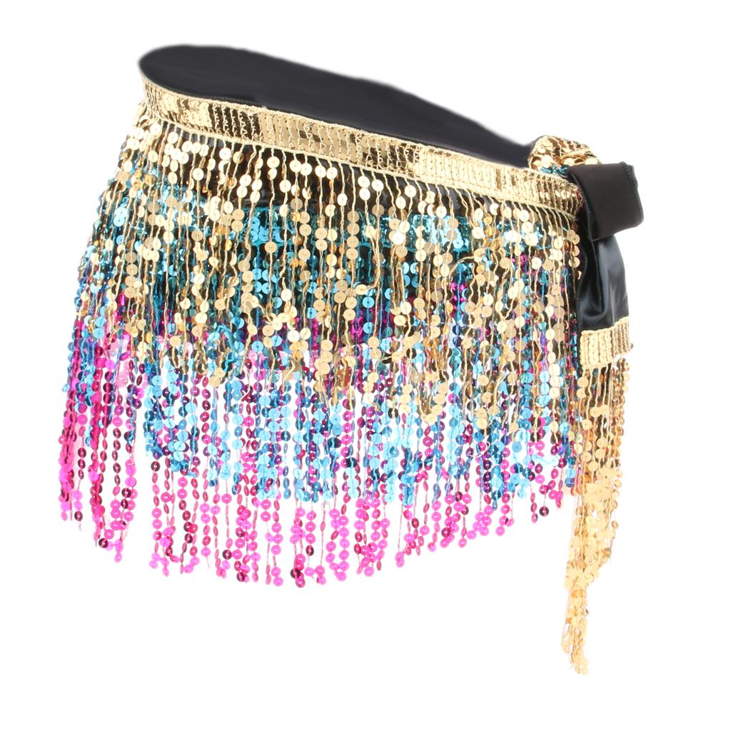 Sequins Indian Belly Dance Hip Skirt Waist Belt Hip Scarf Wrap Dancewear