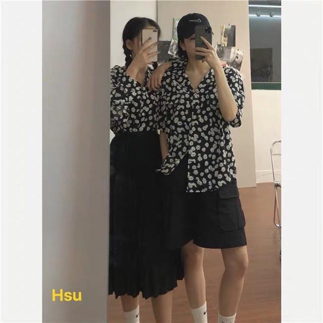 Áo sơmi cổ vec hoa cúc HSO765