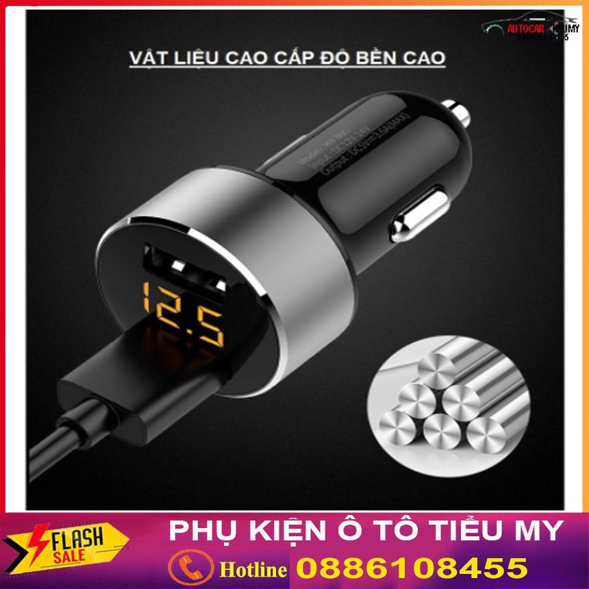 Tẩu sạc ô tô xe hơi Hyundai HY-36 chính hãng báo điện áp với 2 cổng USB