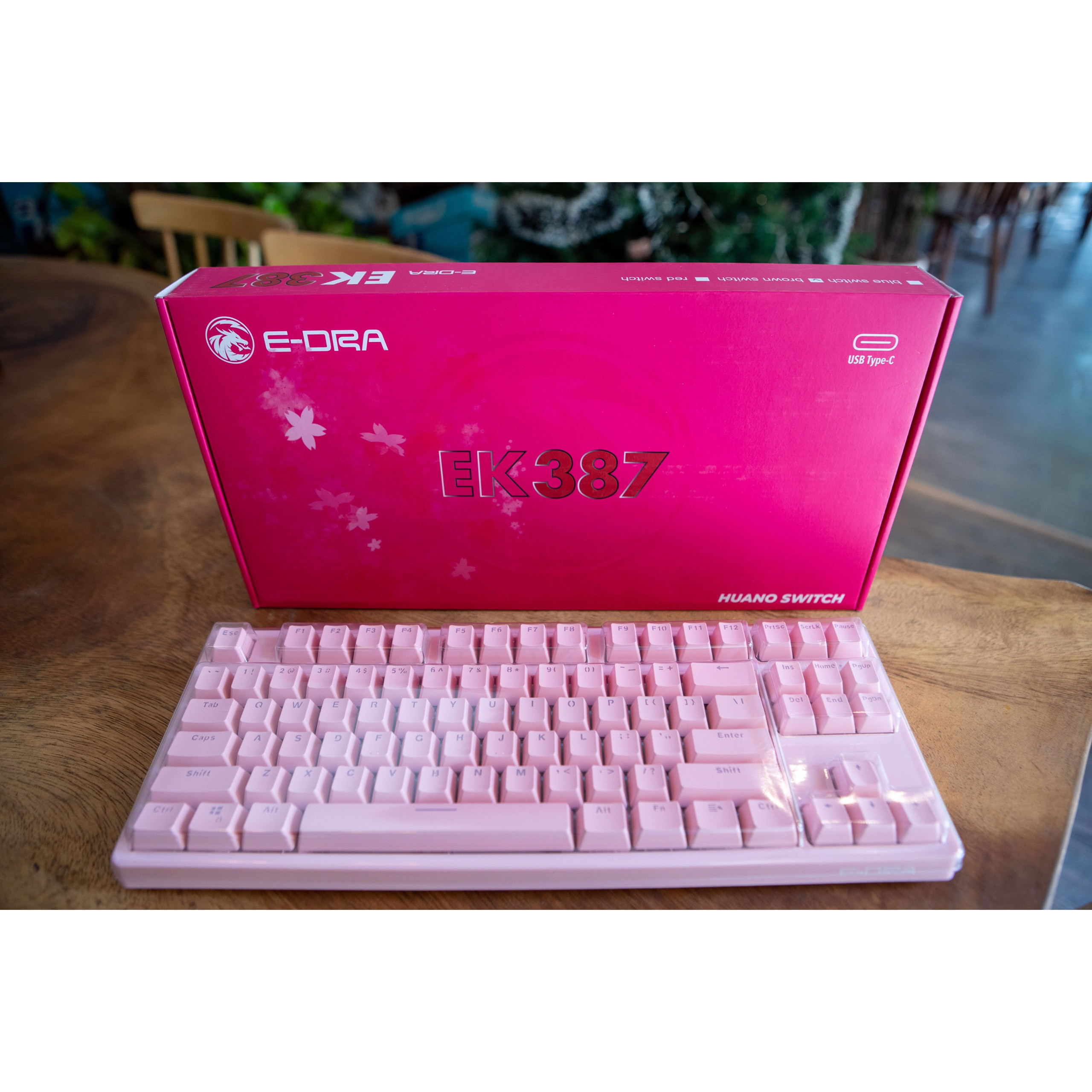 Bàn Phím Cơ Gaming E-Dra EK387 Pink Huano Switch - Hàng Chính Hãng