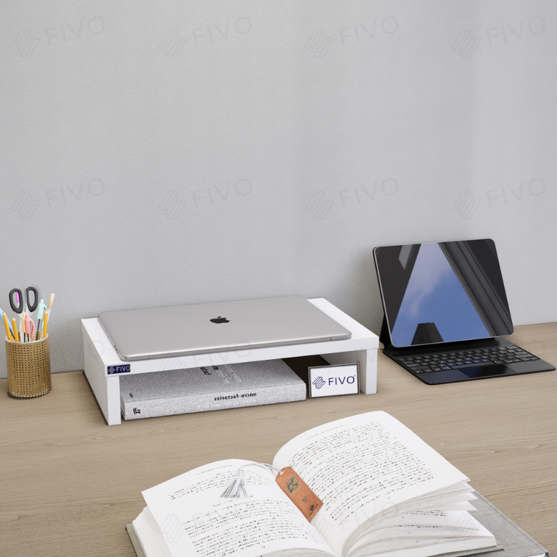 Kệ Máy Tính Gỗ Để Bàn FIVO FB25 Gỗ Dày Chống Ẩm, Gọn Gàng Góc Làm Việc, Nâng Chiều Cao Màn Hình, Bảo Vệ Đốt Sống Cổ