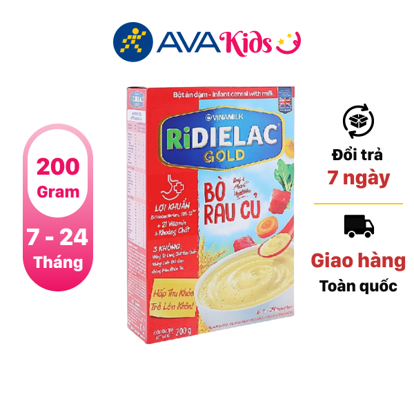 Bột ăn dặm Ridielac Gold bò rau củ hộp 200g (7 - 24 tháng)