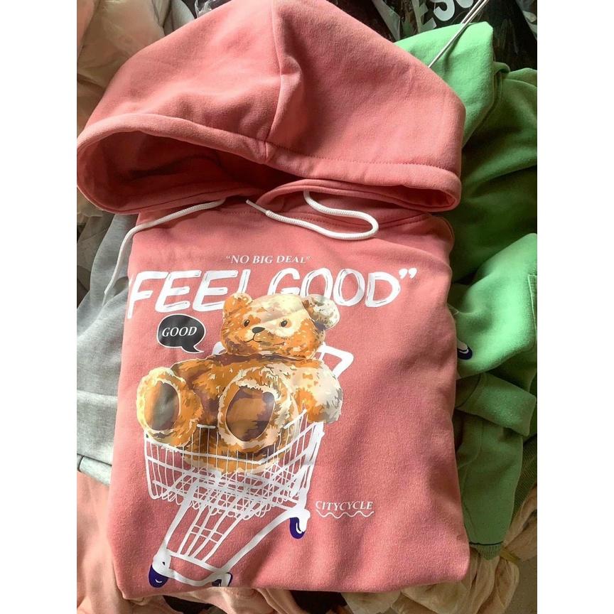 Áo Hoodie Nữ FEEL GOOD Chất Nỉ POS Cao Cấp Thiết Kế Tay Phồng Dáng Rộng Cá Tính Siêu Đẹp