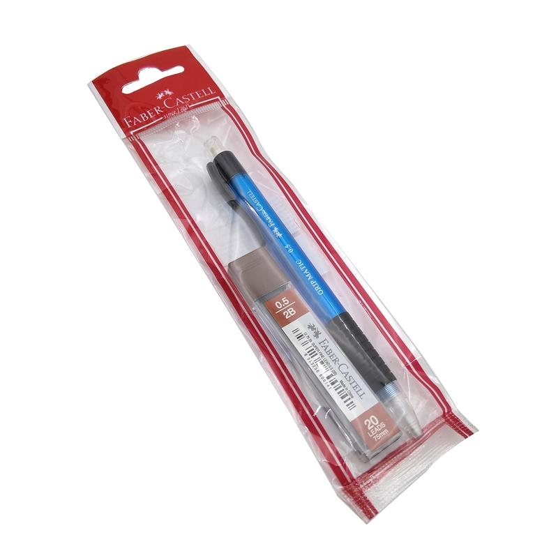 Vỉ Bút Chì Bấm HB 0.5 mm Grip Matic + Ruột Chì Faber-Castell 133800P (Mẫu Màu Giao Ngẫu Nhiên)