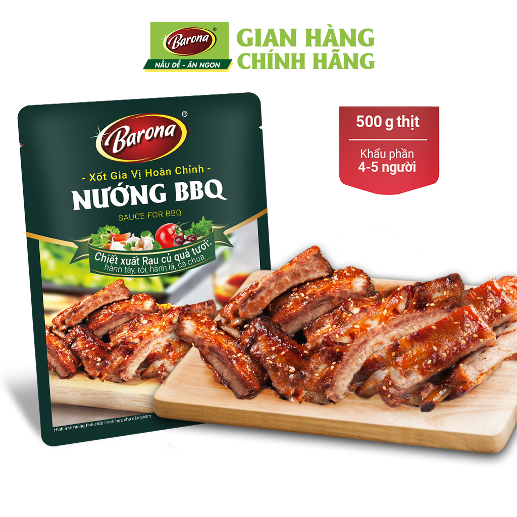 Combo 1 hộp Gia Vị Nướng BBQ Barona 80g ướp ngon chuẩn vị không cần nêm nếm