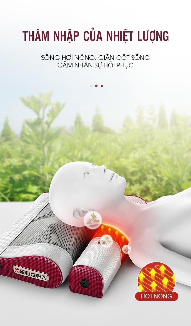 Gối Massage Cổ Vai Gáy - Máy Massage Toàn Thân Hồng Ngoại 6 chức năng
