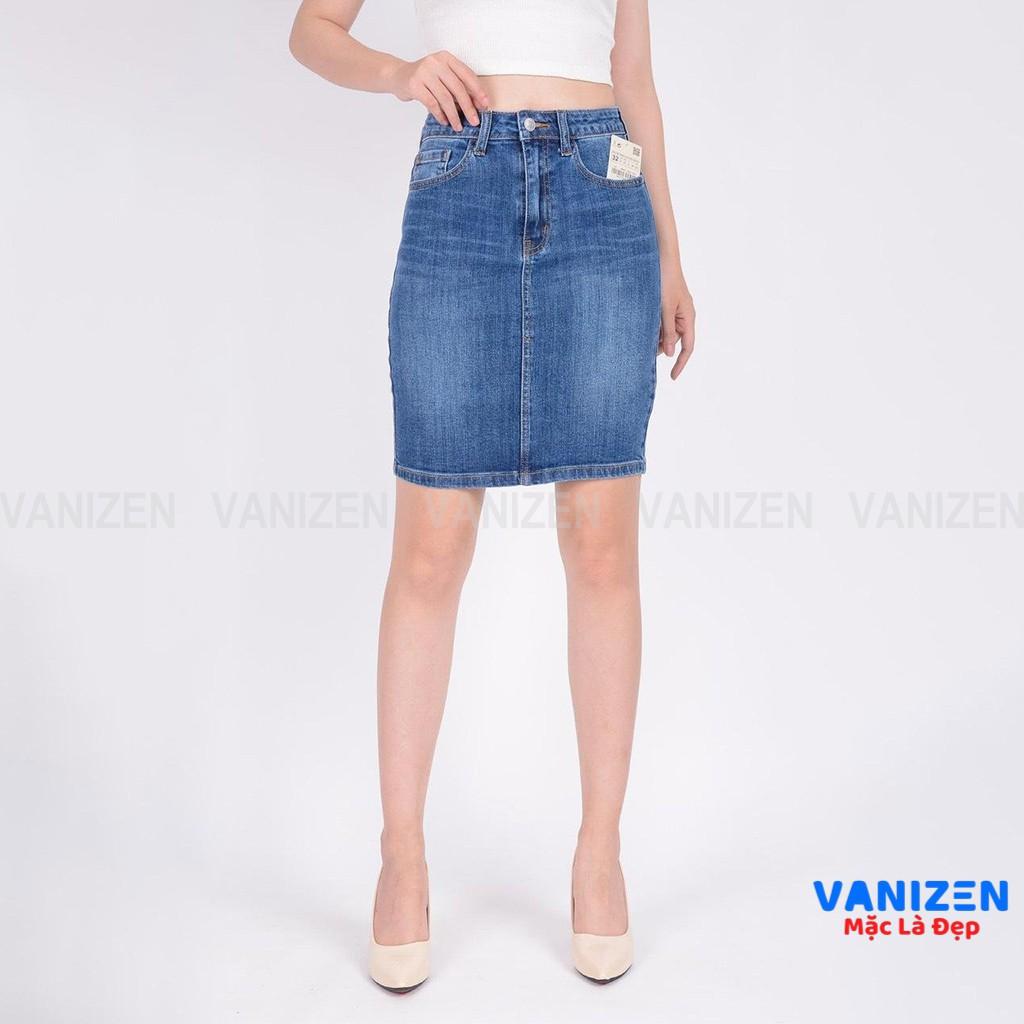 Chân váy jean nữ đẹp lưng cao trơn hàng cao cấp mã 360 VANIZEN