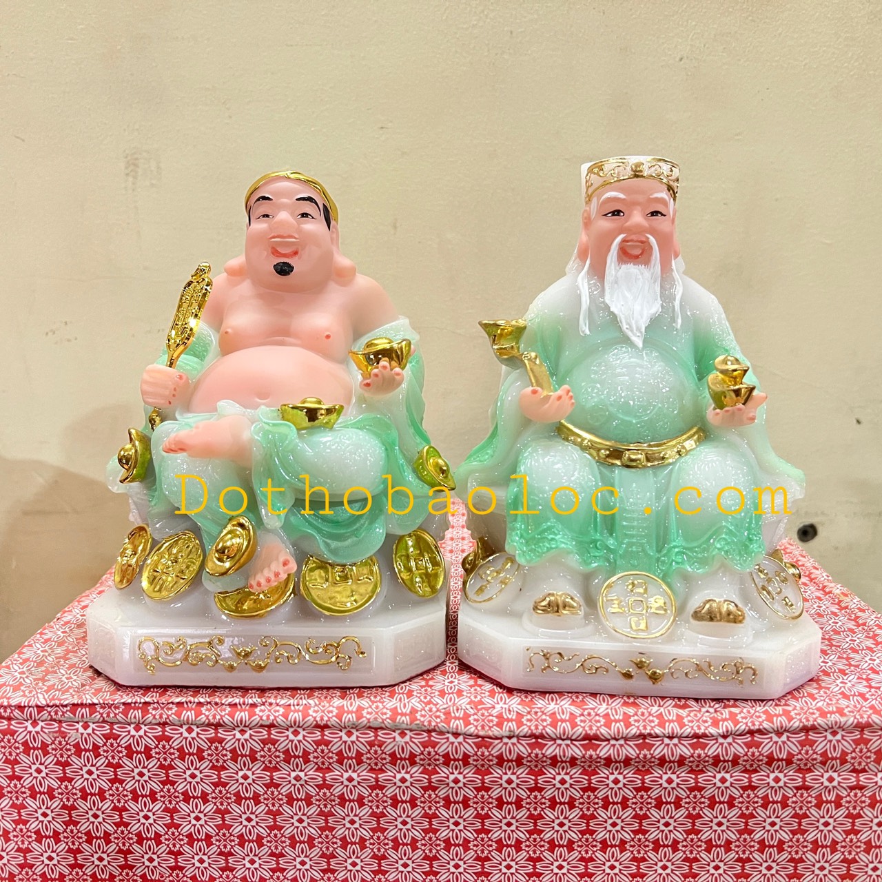 Tượng Thần Tài Thổ Địa đá nhập khẩu cao cấp cao 19cm – Xanh