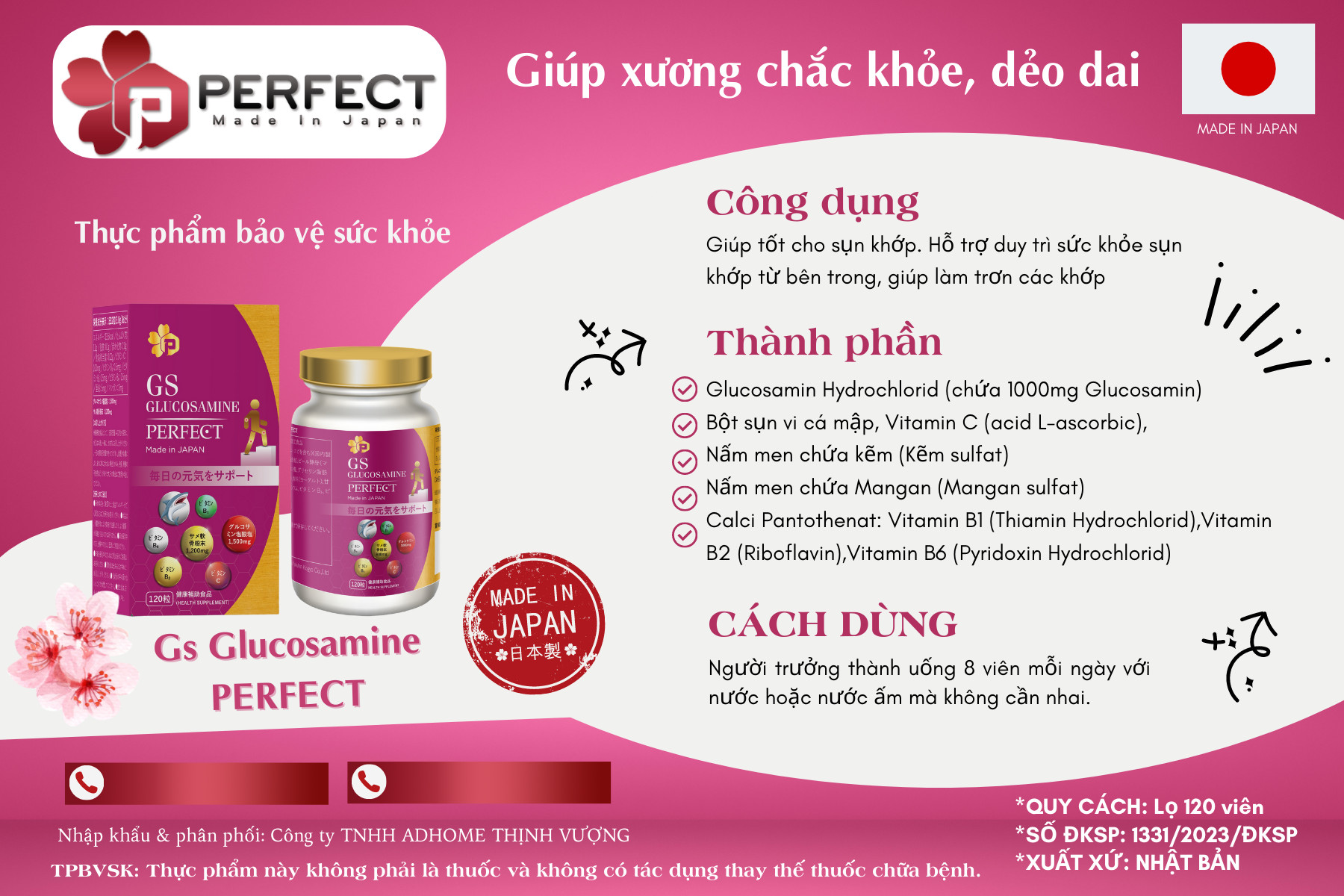 XƯƠNG KHỚP GS GLUCOSAMINE PERFECT NHẬT BẢN