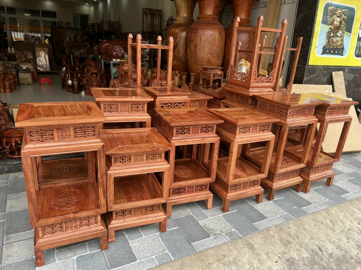 Đôn Lồng Đèn Vuông Gỗ Hương Chiện Thọ Vuông 30 Cao 60,80cm