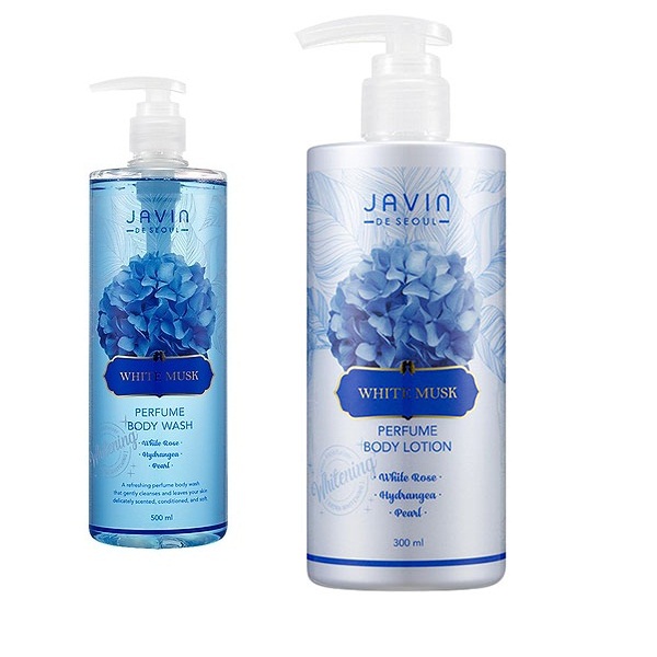 Combo Sữa Tắm Trắng Da Hương Thơm Xạ Hương_Javin De Seoul White Musk Perfume Body Wash 500ml + Dưỡng Thể Trắng Da hương xạ hương_Javin De Seoul White Musk Perfume Body Lotion 300ml