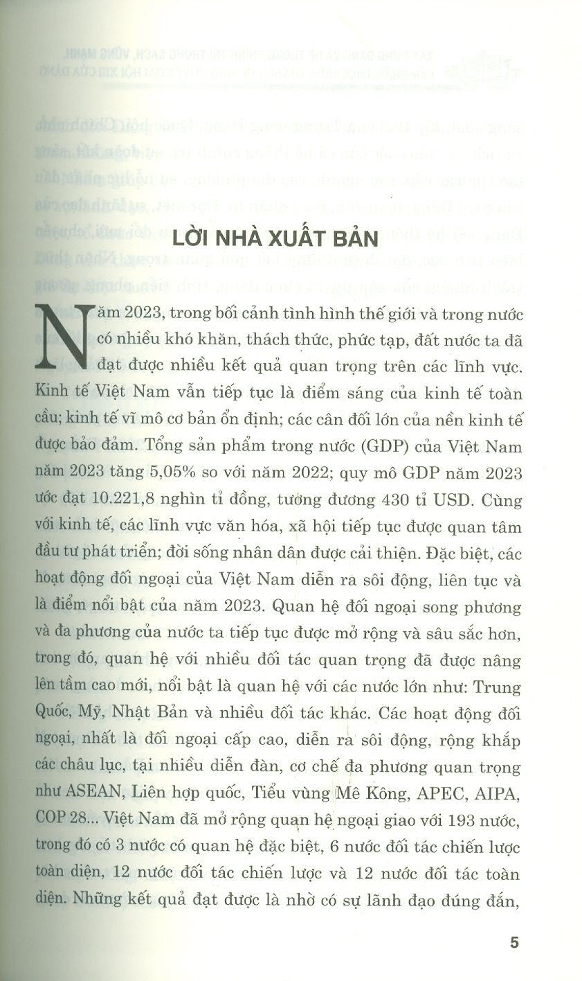 Xây dựng Đảng và hệ thống chính trị trong sạch, vững mạnh. Góp phần thực hiện thắng lợi nghị quyết Đại hội XIII của Đảng (bản in 2024)