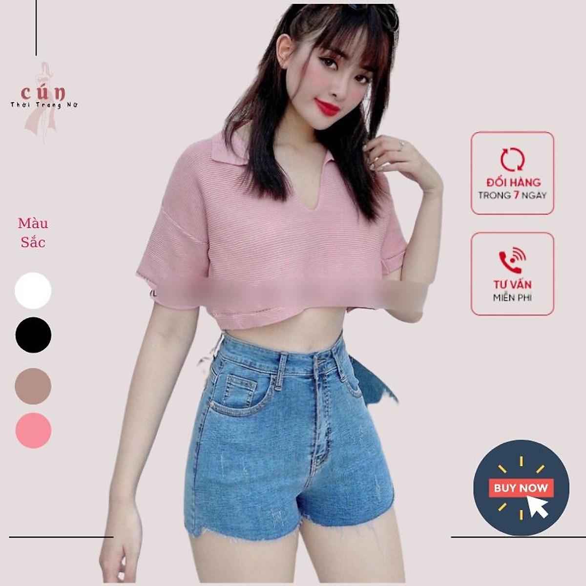 Áo Croptop Dệt Kim Tay Ngắn Thiết Kế Cổ Chữ V Quyến Rũ Xinh Xắn Cho Nữ