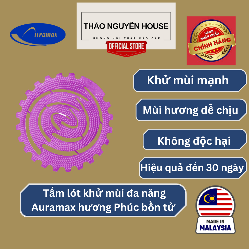 Tấm thơm khử mùi đa năng Auramax hương Phúc bồn tử