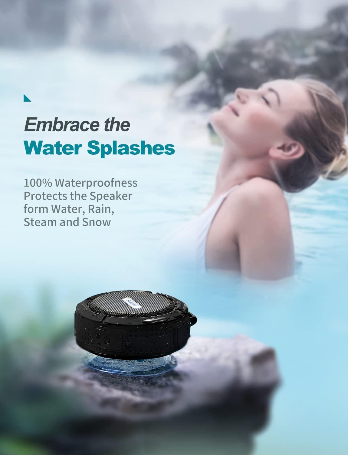 Loa bluetooth tắm chống thấm nước BT5.0 âm thanh không dây trong suốt với micro và cốc hút