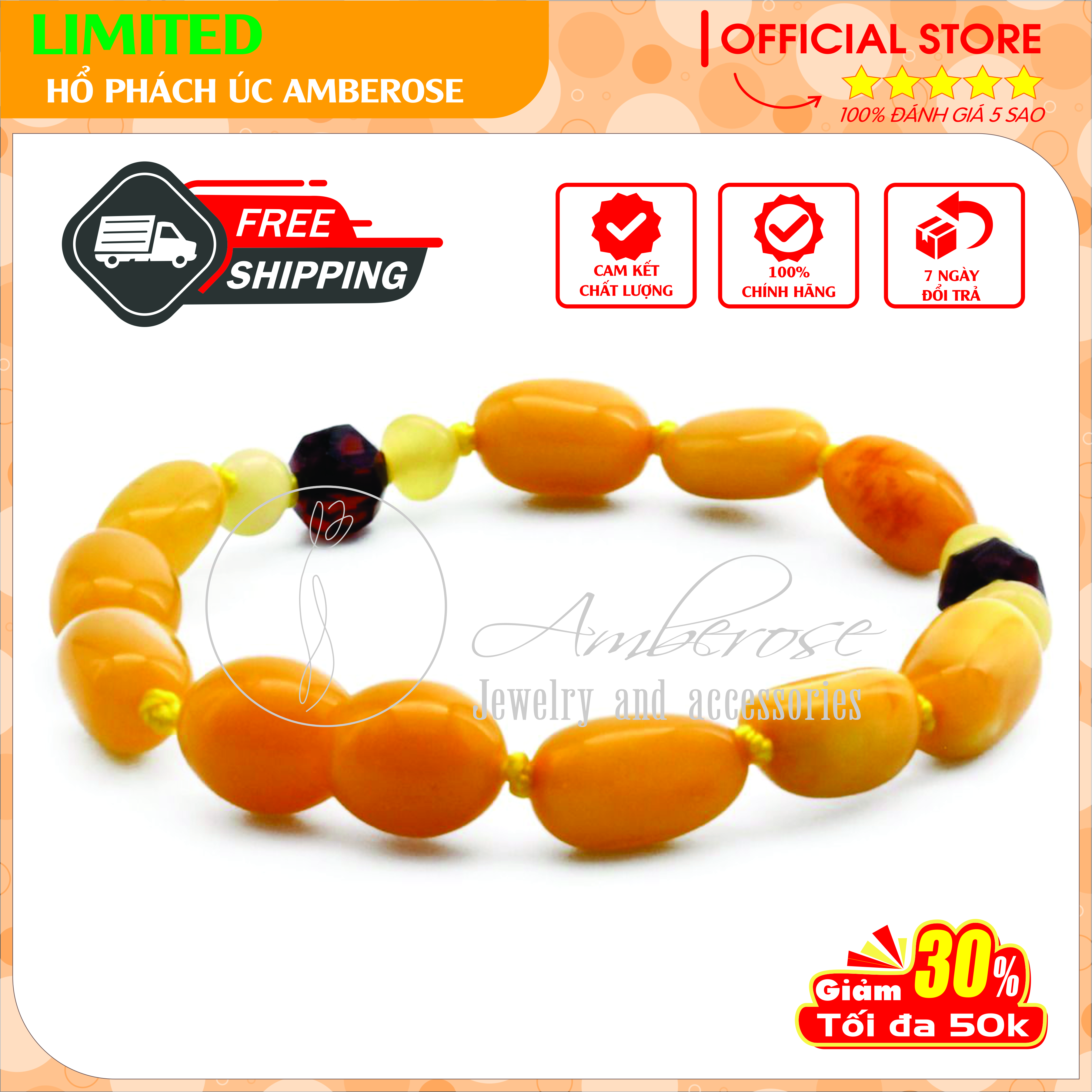 Bộ Vòng Hổ Phách Amber Úc Cho Bé 0 - 10 tuổi ( Mẫu Đặc Biệt ) SABLMT31