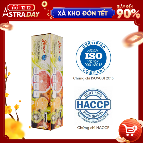 Hộp Màng Bọc Thực Phẩm PE Kháng Khuẩn 30cmX300m SATIS Phủ Nano Bạc An Toàn Cho Sức Khỏe Dùng Được Cho Lò Vi Sóng