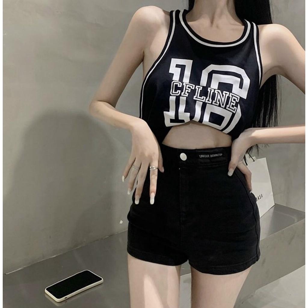 Áo Ba Lỗ Croptop In Chữ Kiểu Thể Thao Cá Tính