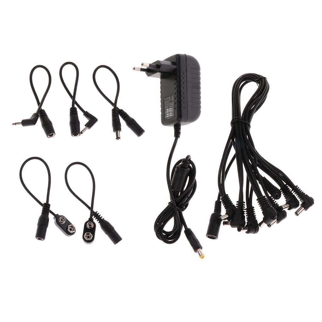 9V DC 2A Guitar Effect Power Supply Adapter with 8 Way Daisy Chain Cable