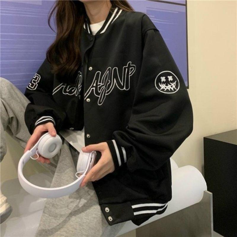 Áo bomber nữ nam unisex khoác gió jacket dù 2 lớp cúc bấm form rộng local brand ulzzang phong cách hàn quốc đep ARAFNP