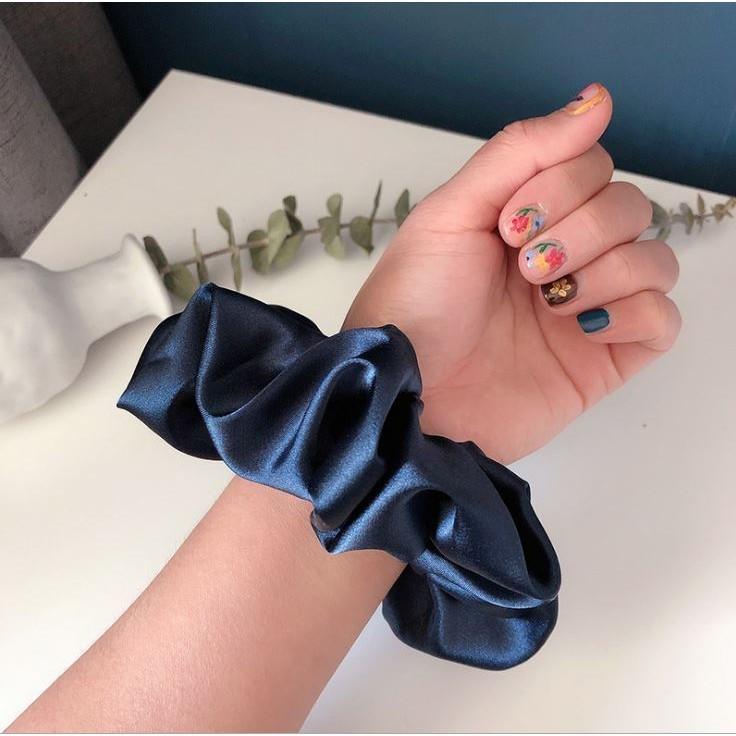 D1- (SIÊU BỰ) Cột tóc vải scrunchies buộc tóc vải trơn bóng loại đẹp hot trend